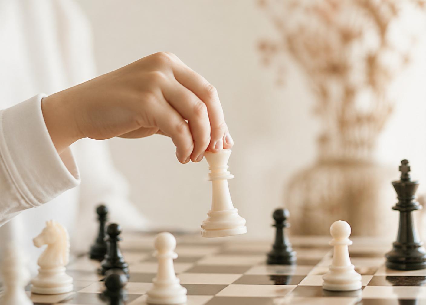 A student making a considered move