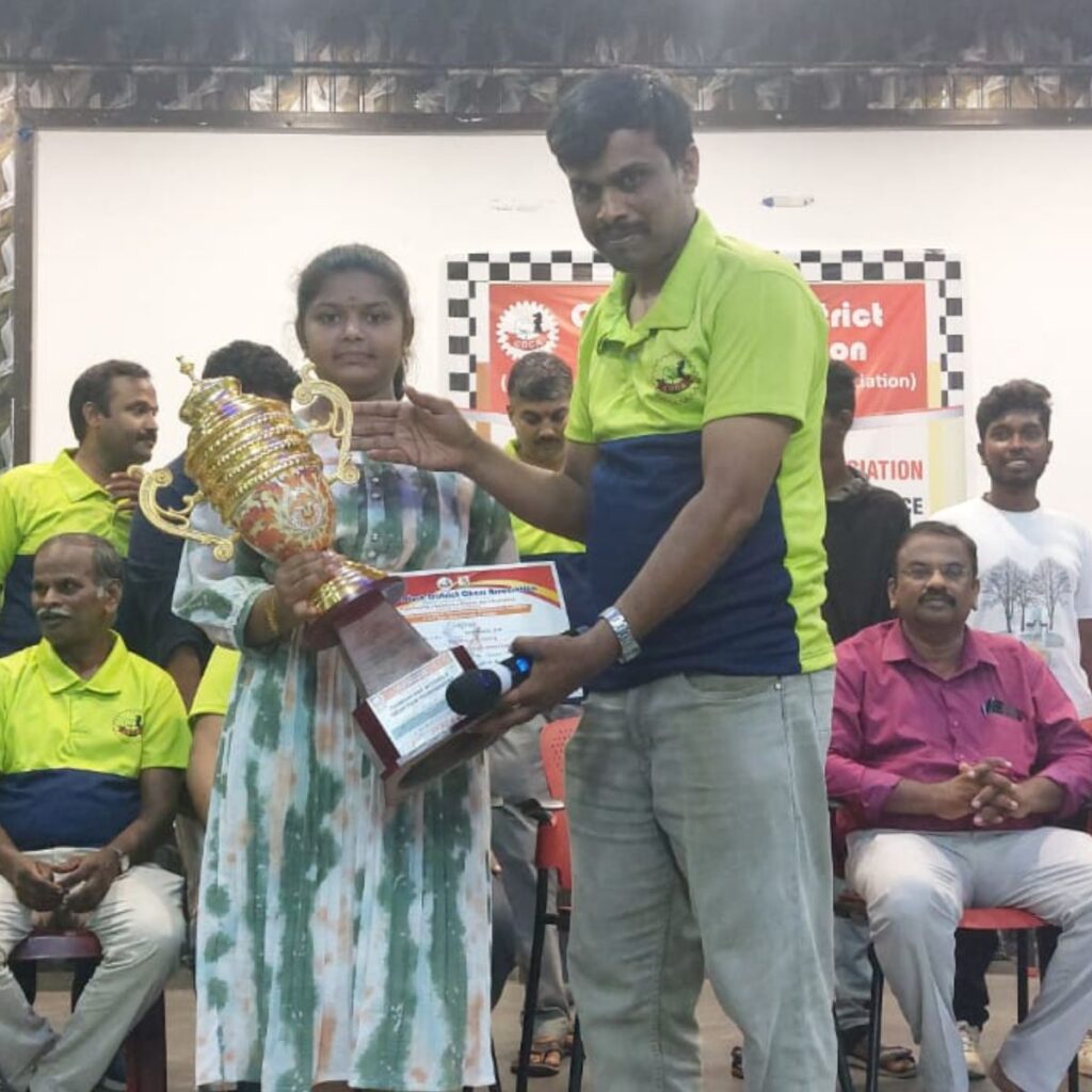 best chess academy coimbatore tournament result, student from Coimbatore chess academy holding title winner prize