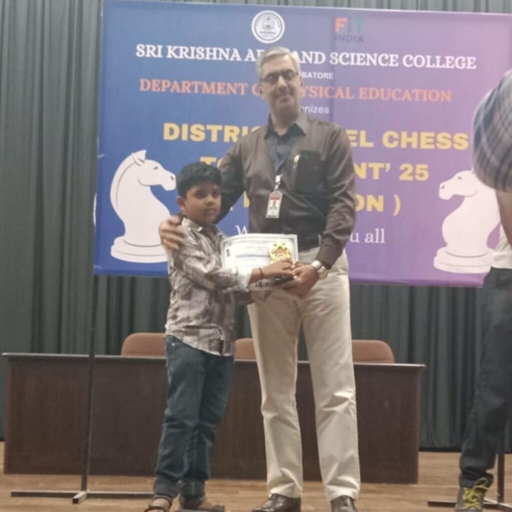 coimbatore chess academy competition result online chess student from Coimbatore celebrating